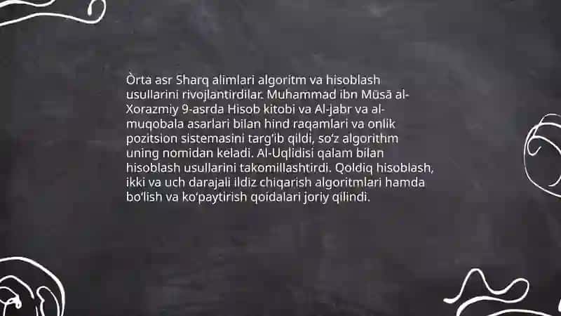 Al-Xorazmiy va algebra yoʻnalishining vujudga kelishi 4