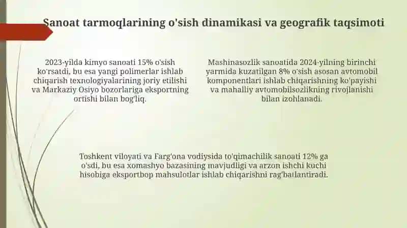 Sanoat ishlab chiqarishning oʻsish tendensiyasini tahlil qilish 4