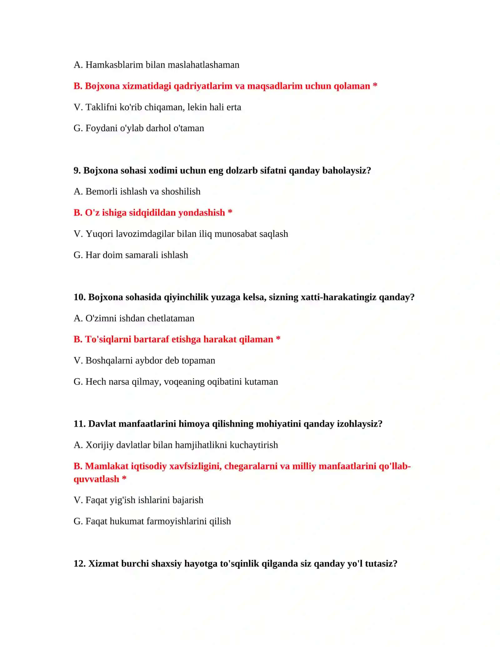 Bojxona mantiqiy test savollari 4