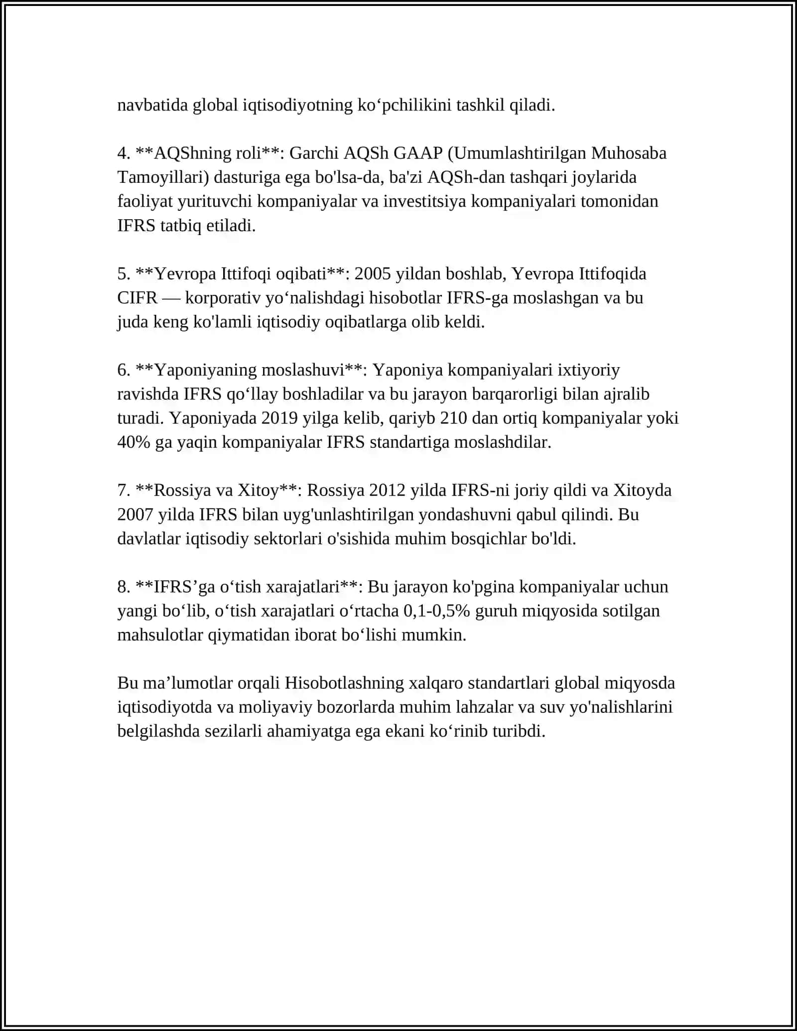 BARQAROR RIVOJLANISHDA HISOBOTLARNING XALQARO STANDARTLARI VA ULARNING ASOSIY ANALITIK KO‘RSATKICHLARI 4