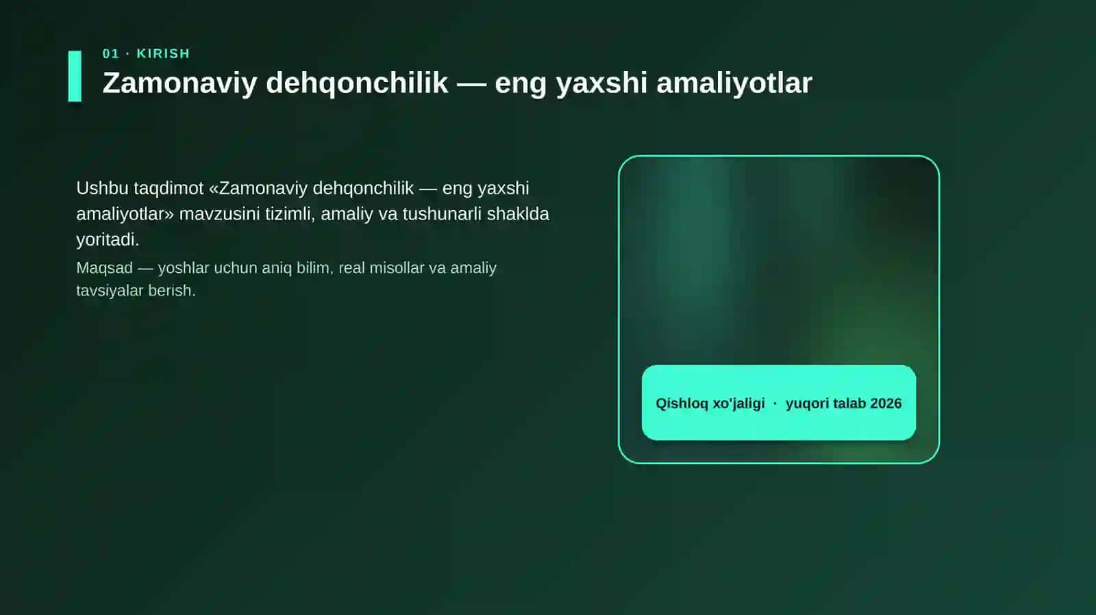Zamonaviy dehqonchilik — eng yaxshi amaliyotlar 4