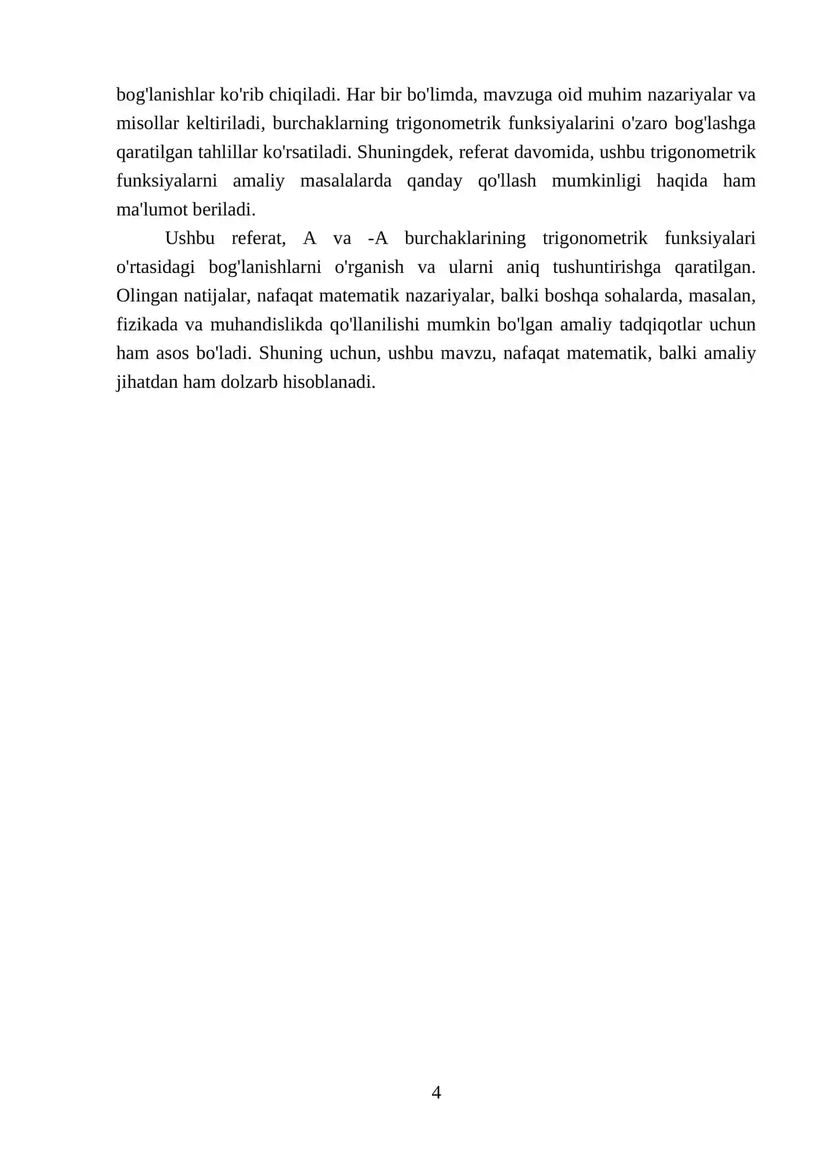 A va -a burchaklarning sinusi kosinusi tanginisi va katanginisi 4