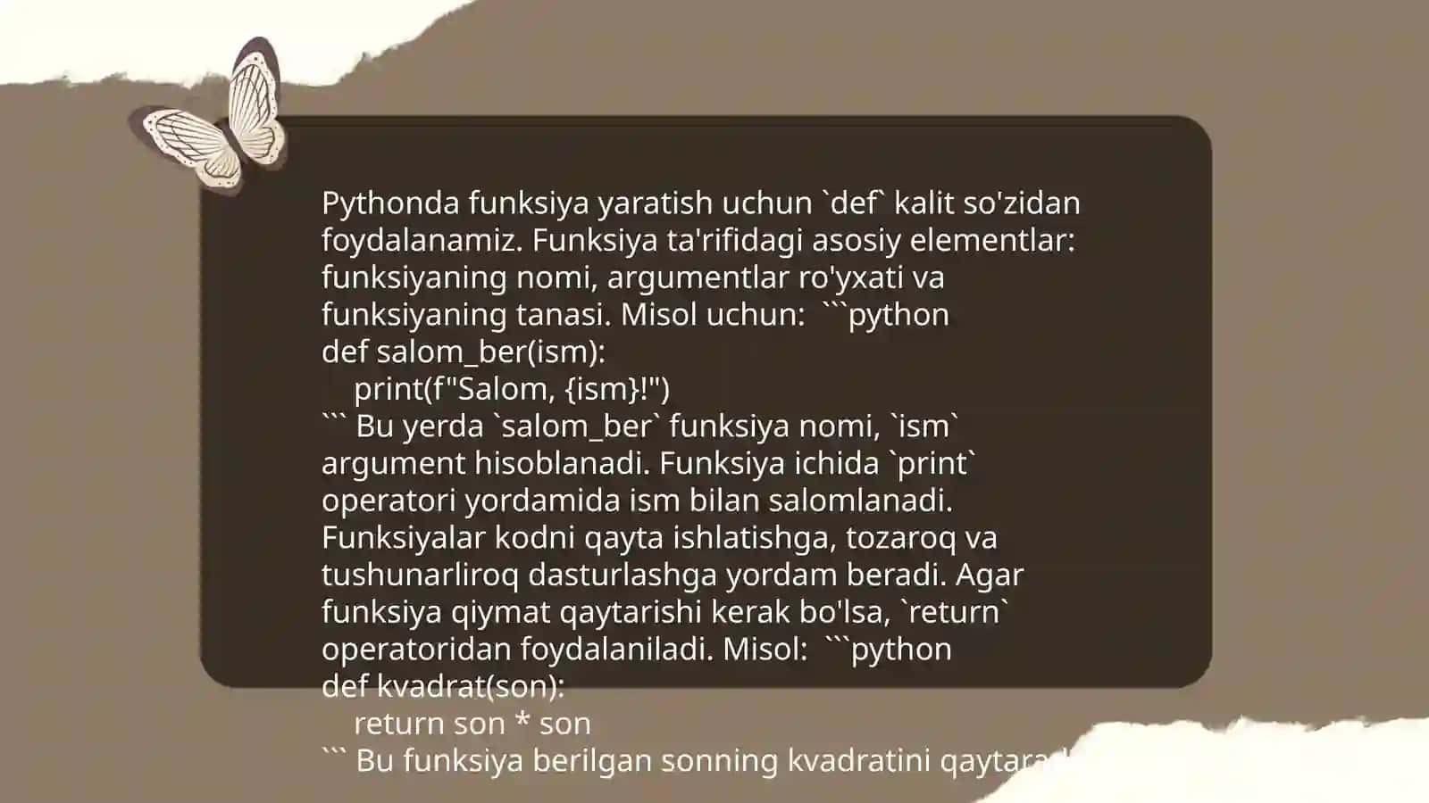 Python dasturlash tillda funksiyalarini yaratish va funksiya haqida tushuncha 4