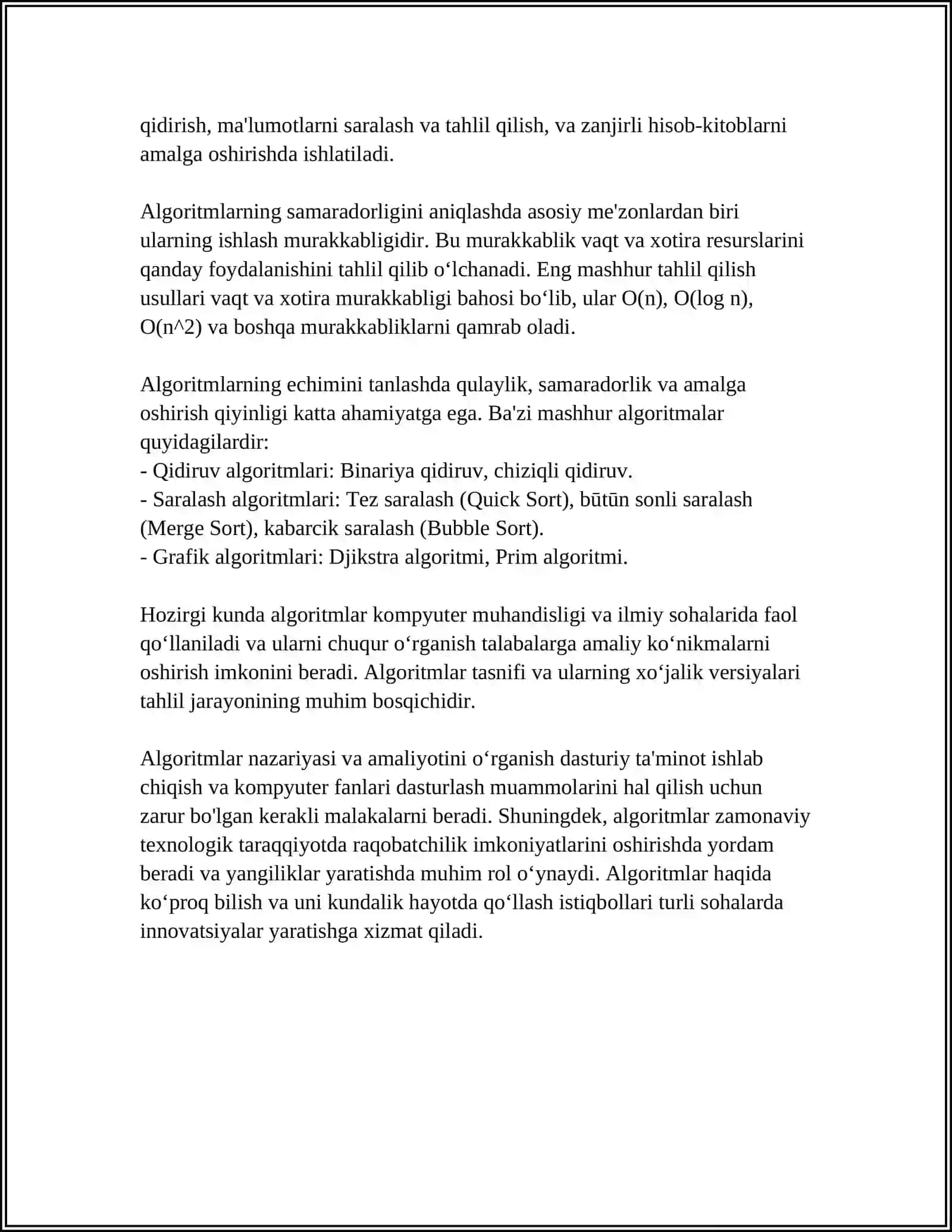 TAKRORLANUVCHI JARAYONLARNI TASHKIL ETISH (ALGORITM VA DASTUR) 4