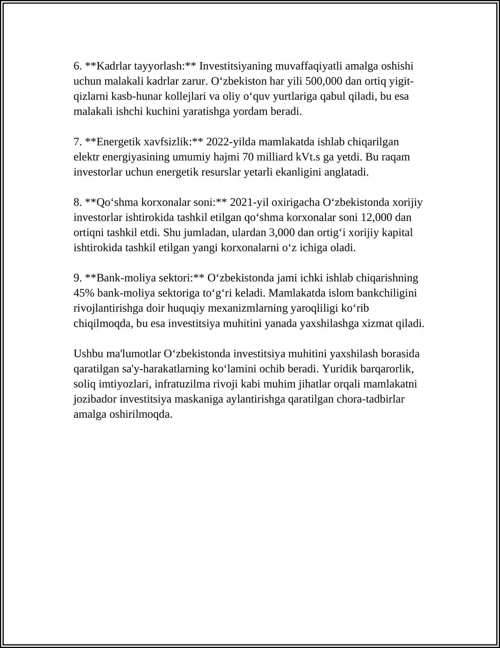 OʻZBEKISTONGA KIRITILAYOTGAN INVESTITSIYALAR 4
