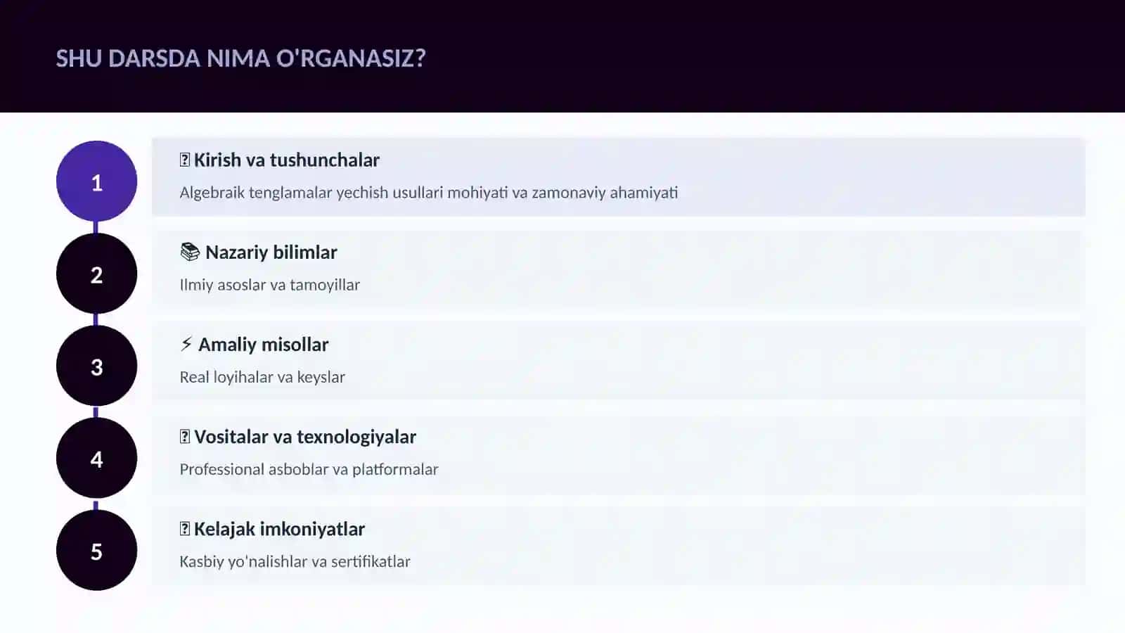 Algebraik tenglamalar yechish usullari 4