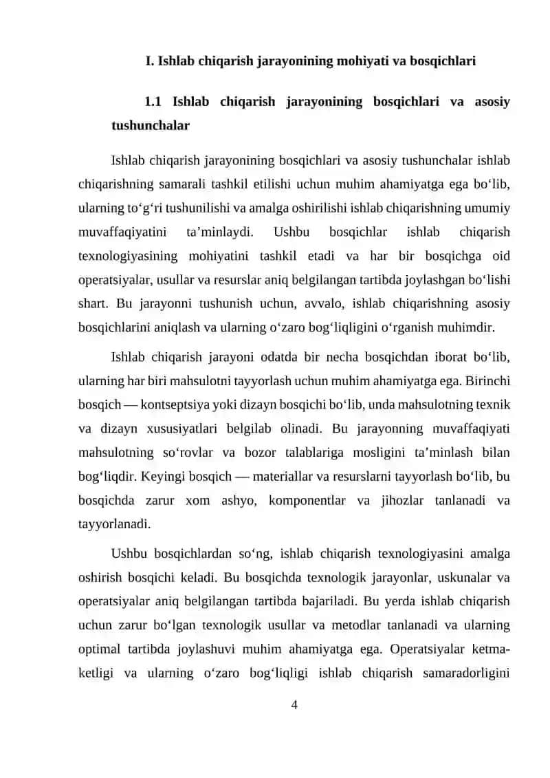 Texnologik Ketma-Ketlik va Ishlab Chiqarish Samaradorligi 4