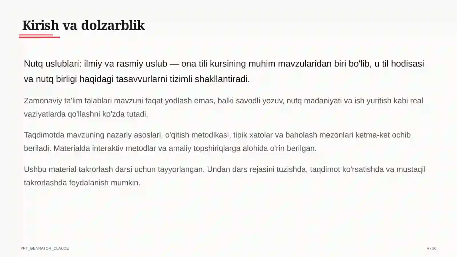 Nutq uslublari: ilmiy va rasmiy uslub (10-sinf) 4