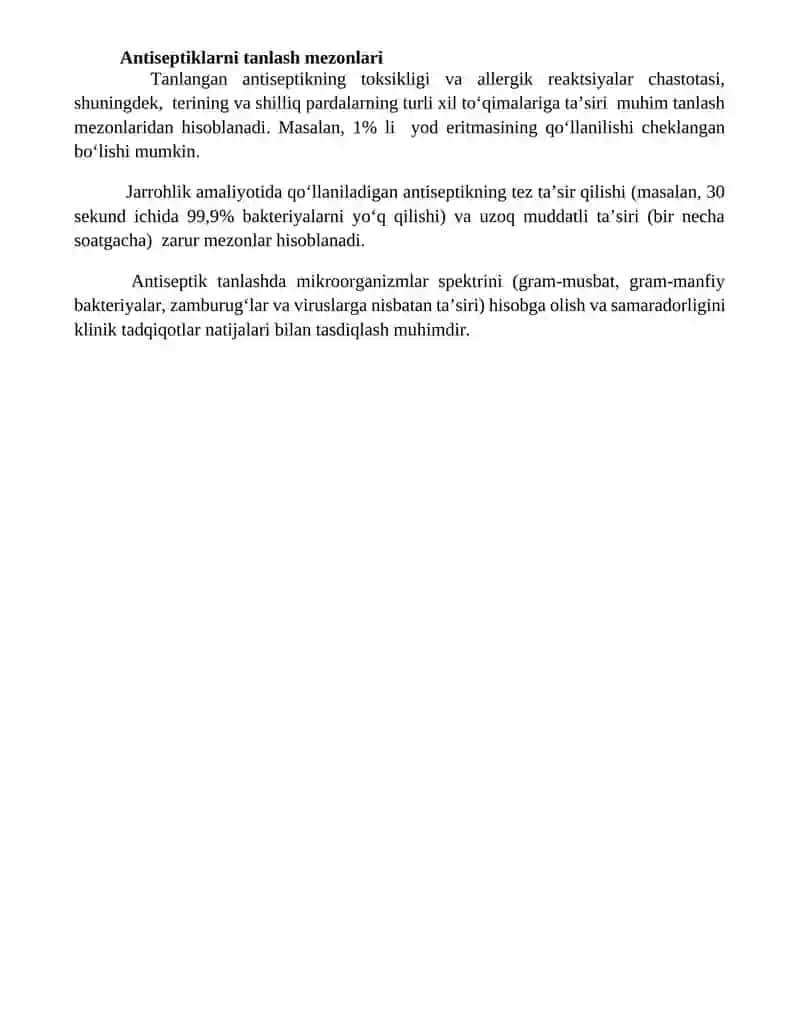 Антисептика ва антисептика асосларини ўрганиш ва уни хирургик беморларга санитар ишлов бериш 4