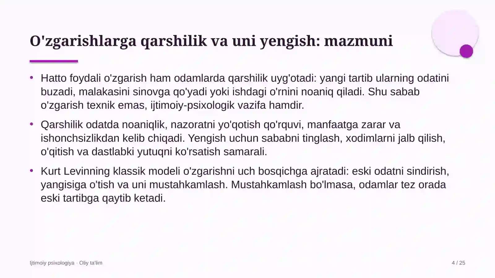 yong'in xavfsizligi xizmatida o'zgarishlarga qarshilik va uni yengish 8464 4