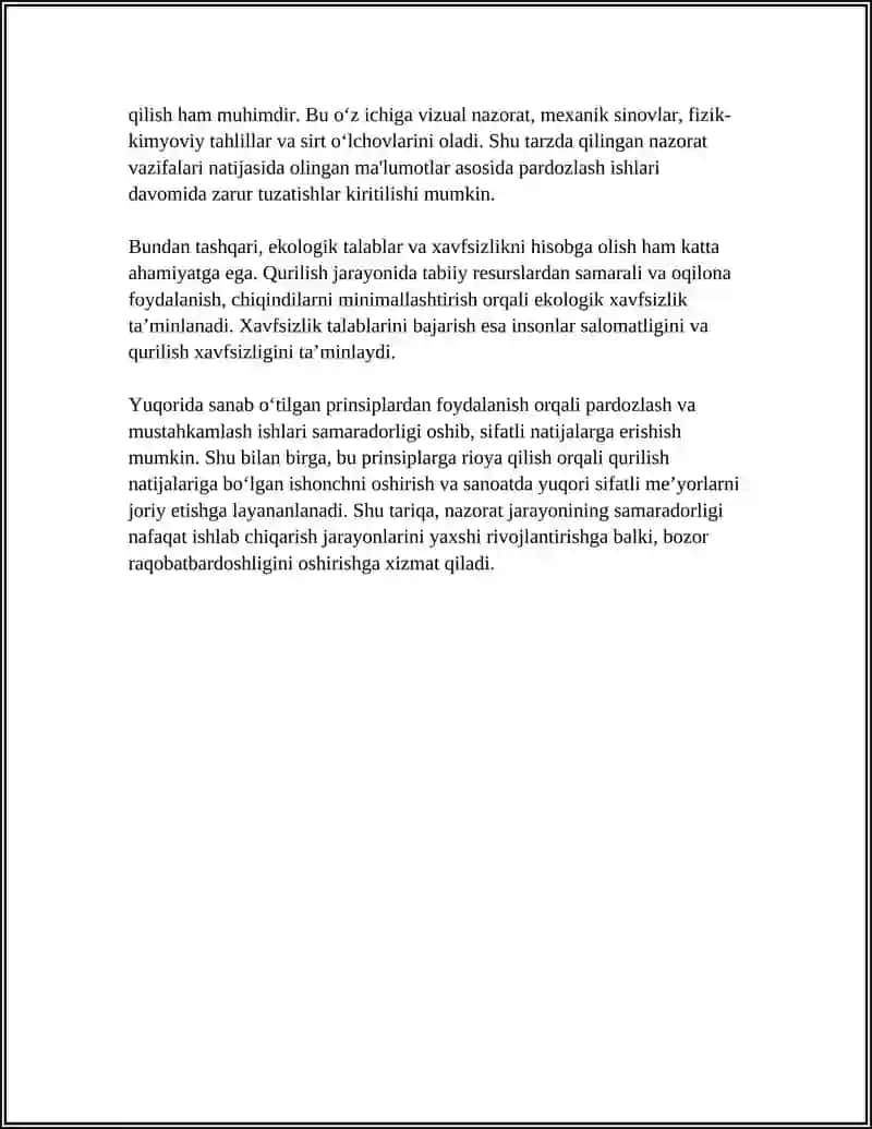 PARDOZLASH VA MUSTAHKAMLASH ISHLARI SIFATINI NAZORAT QILISH 4