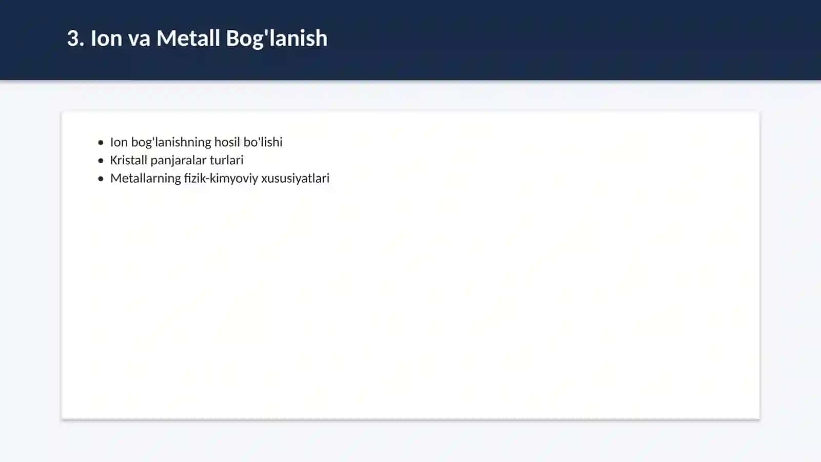 Kimyoviy bog'lanish va Mendeleyev jadvali 4