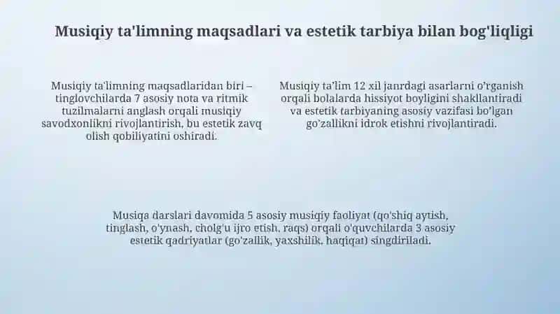 Estetik tarbiya musiqaviy tarbiya vositasi sifatida 4