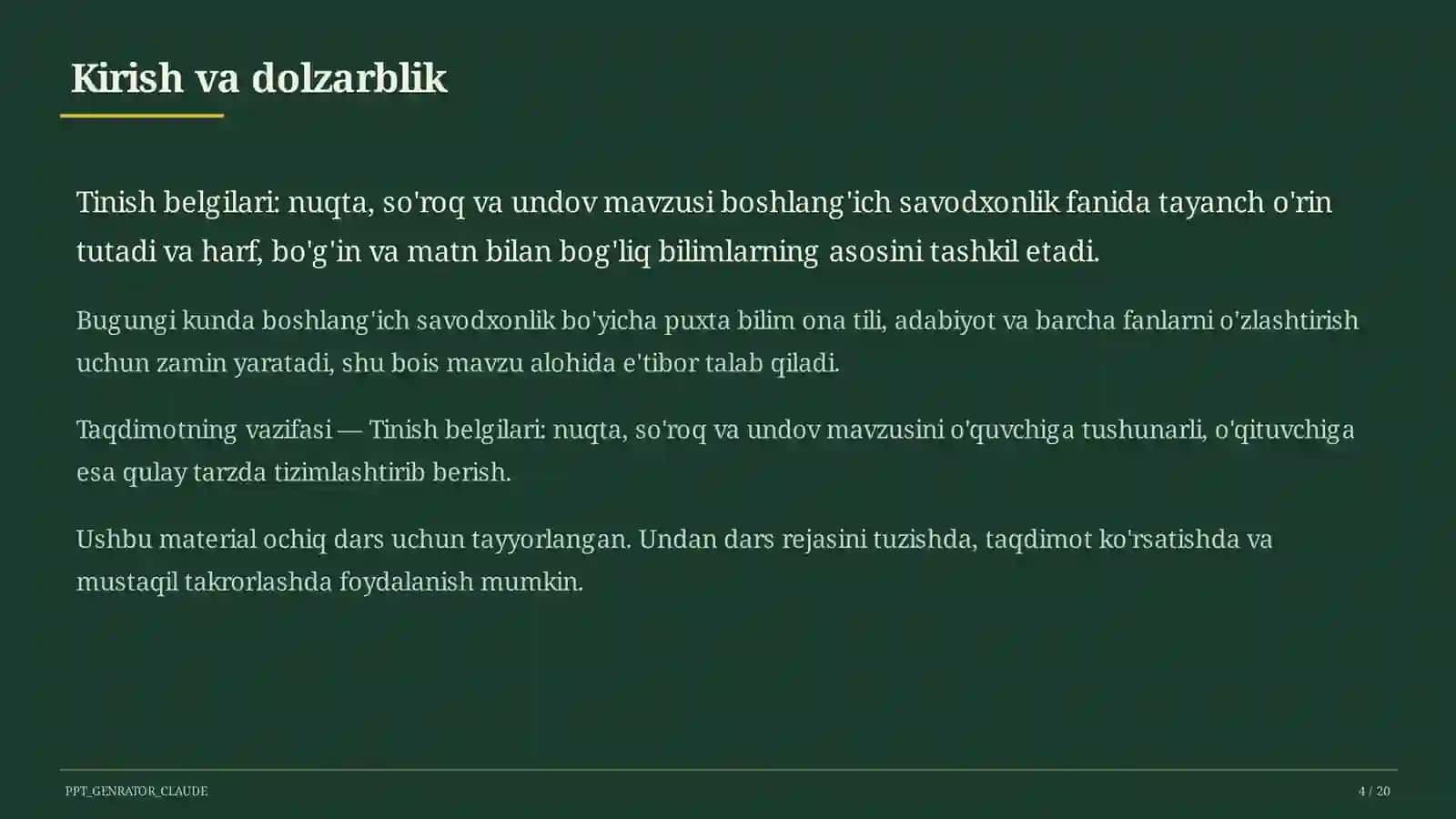 Tinish belgilari: nuqta, so'roq va undov (2-sinf) 4