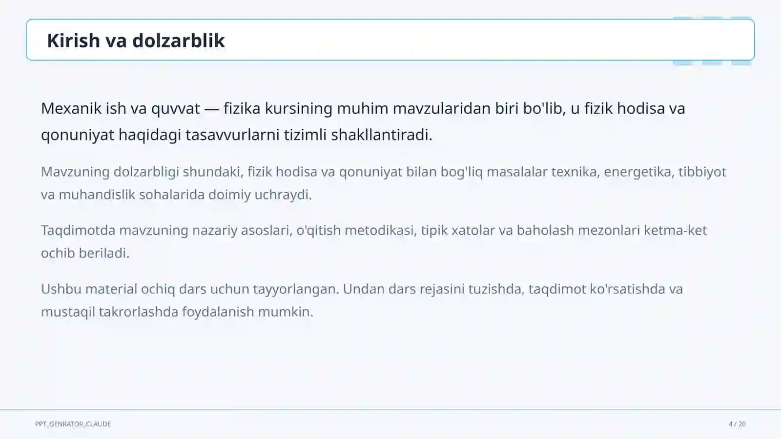 Mexanik ish va quvvat (7-sinf) 4