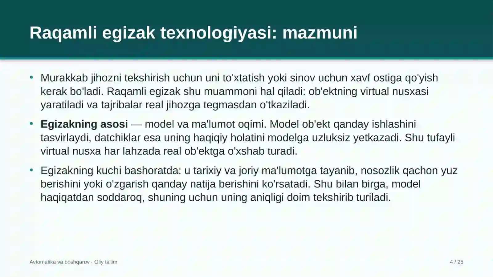 Lift xo'jaligida raqamli egizak texnologiyasini qo'llash 4