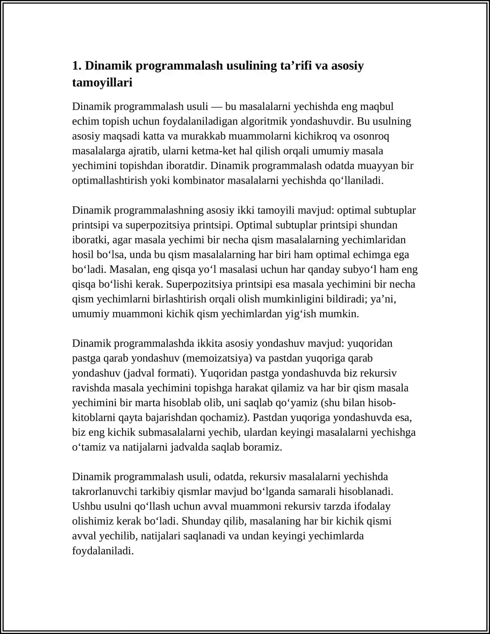 DINAMIK PROGRAMMALASH USULI 4