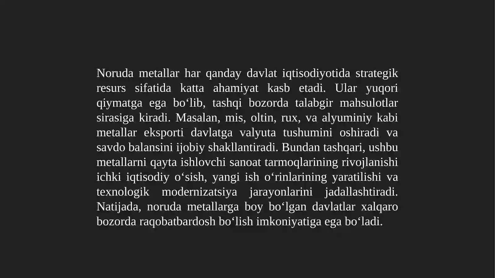 Norudametallarningxalqxoʻjaligidagioʻrni 4