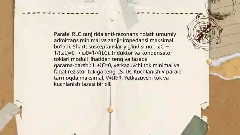 Oʻzgaruvchan tok zanjirida toklar va kuchlanishlar rezonansi 4