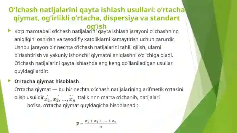 O‘lchash natijalarini qayta ishlash 4