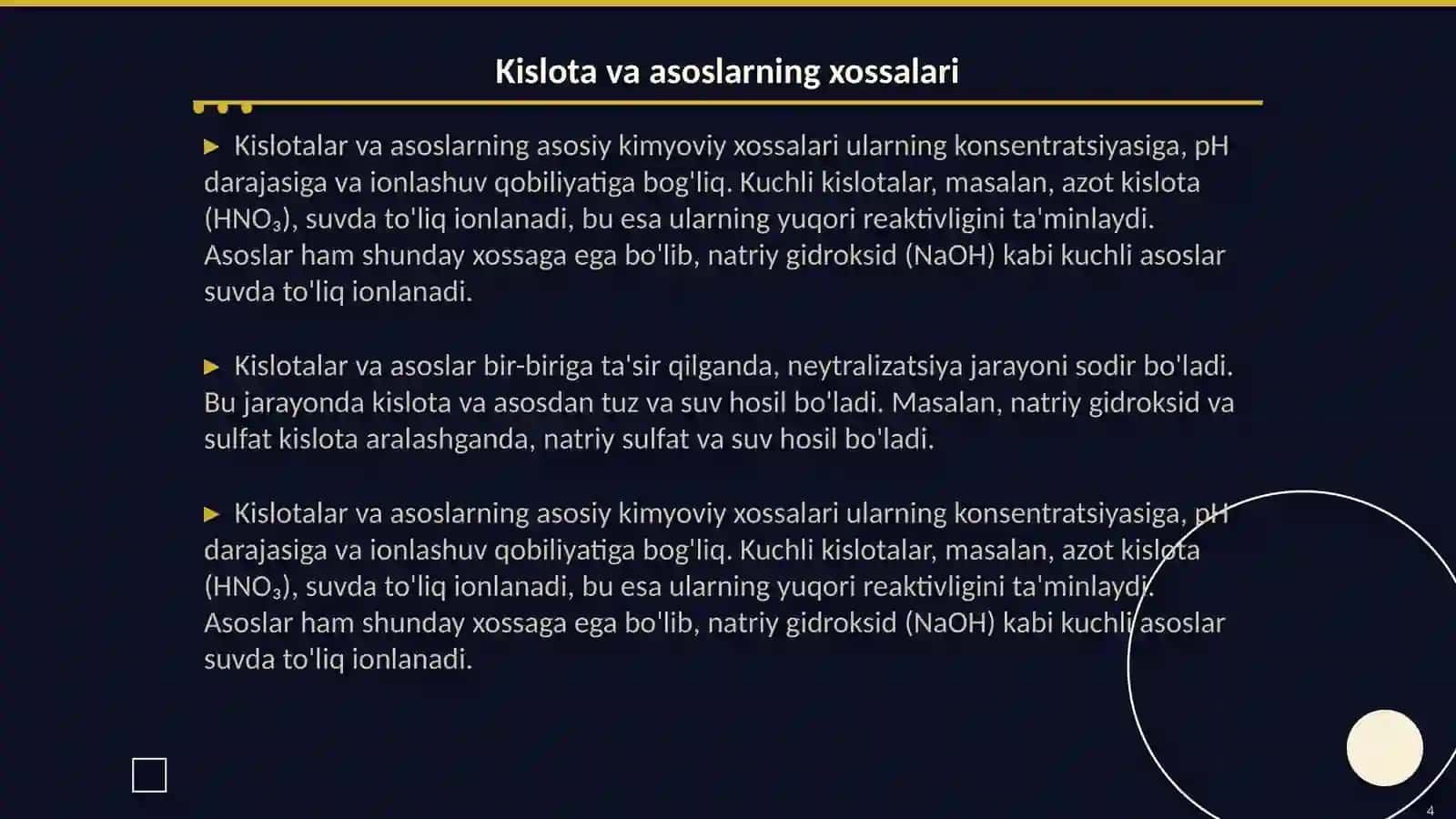 Kislota va asos xossali funksional guruhlarni aniqlash 4