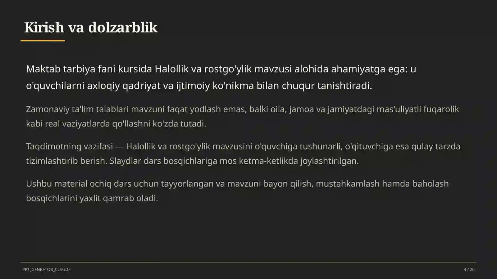 Halollik va rostgo'ylik (2-sinf) 4