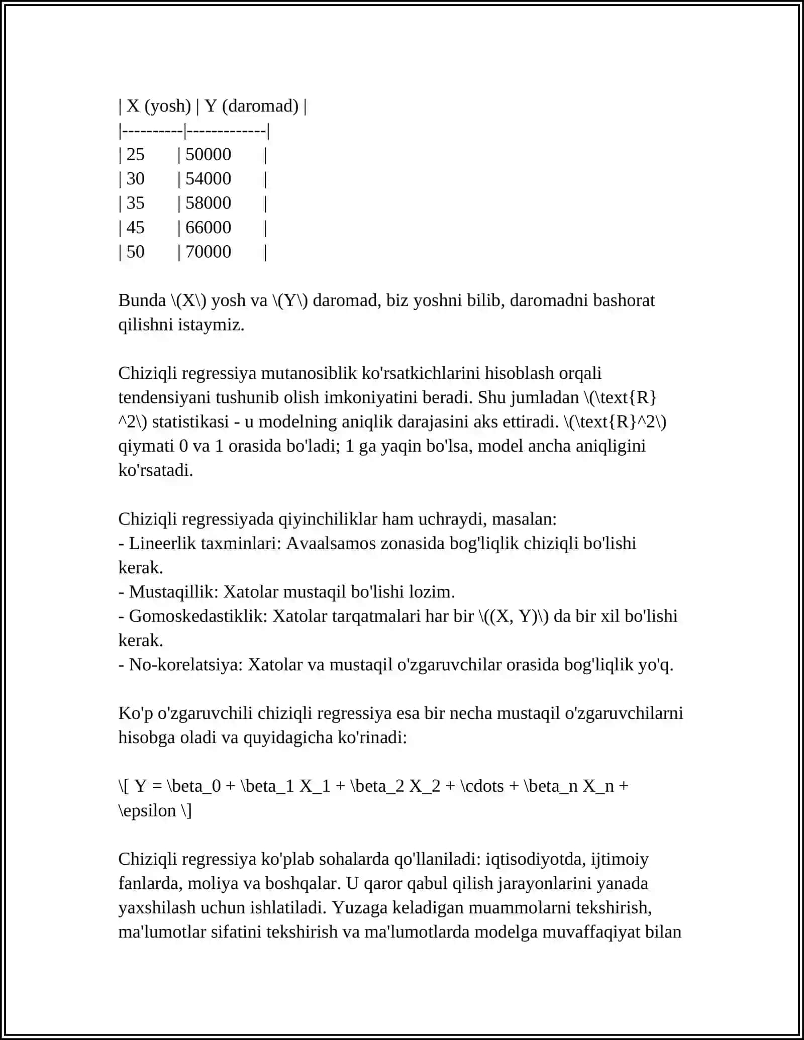 MASHINALI O'QITISHNING CHIZIQLI REGRESSIYA USULLARI 4
