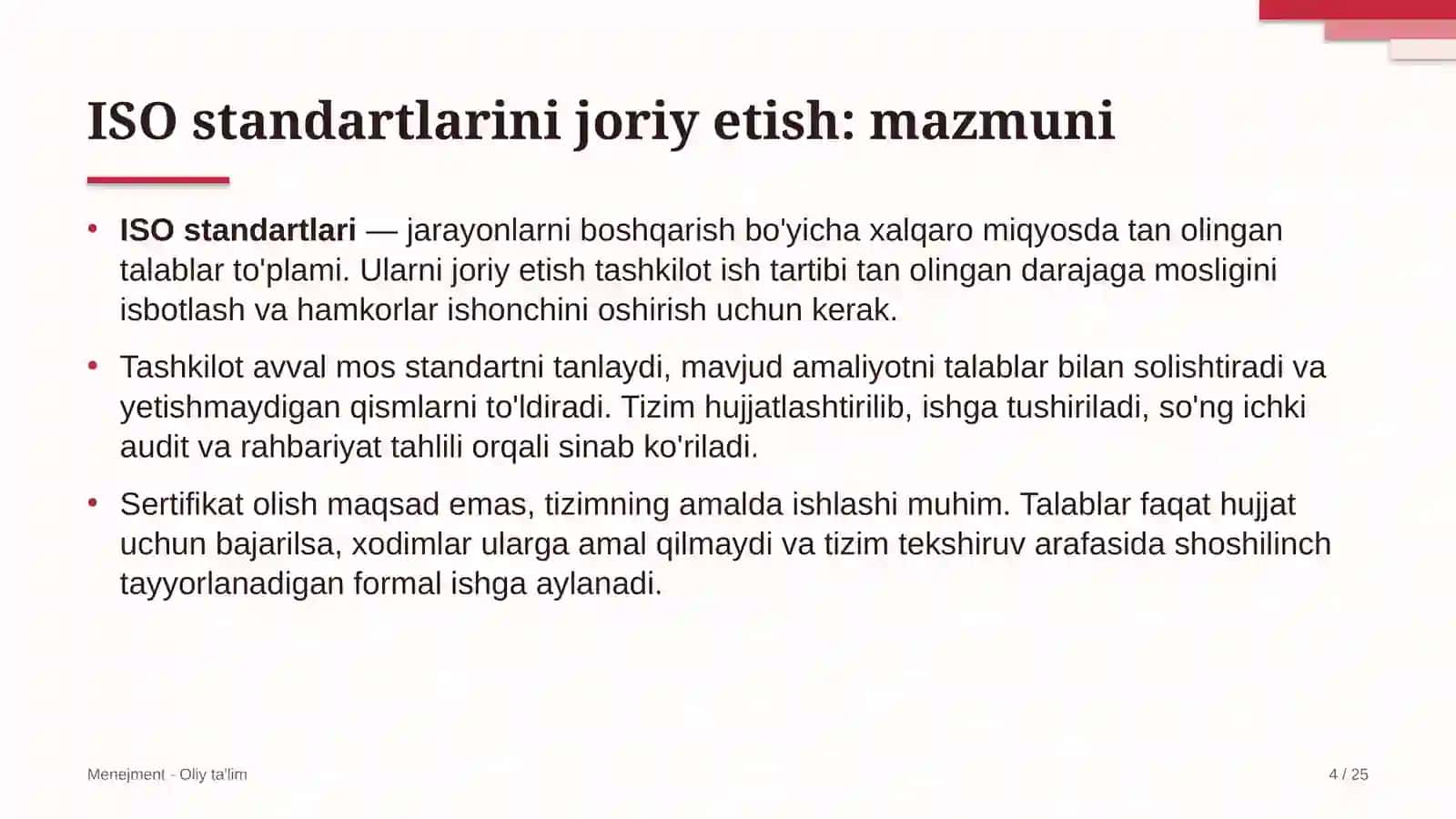 yo'l xo'jaligida iso standartlarini joriy etish 6951 4