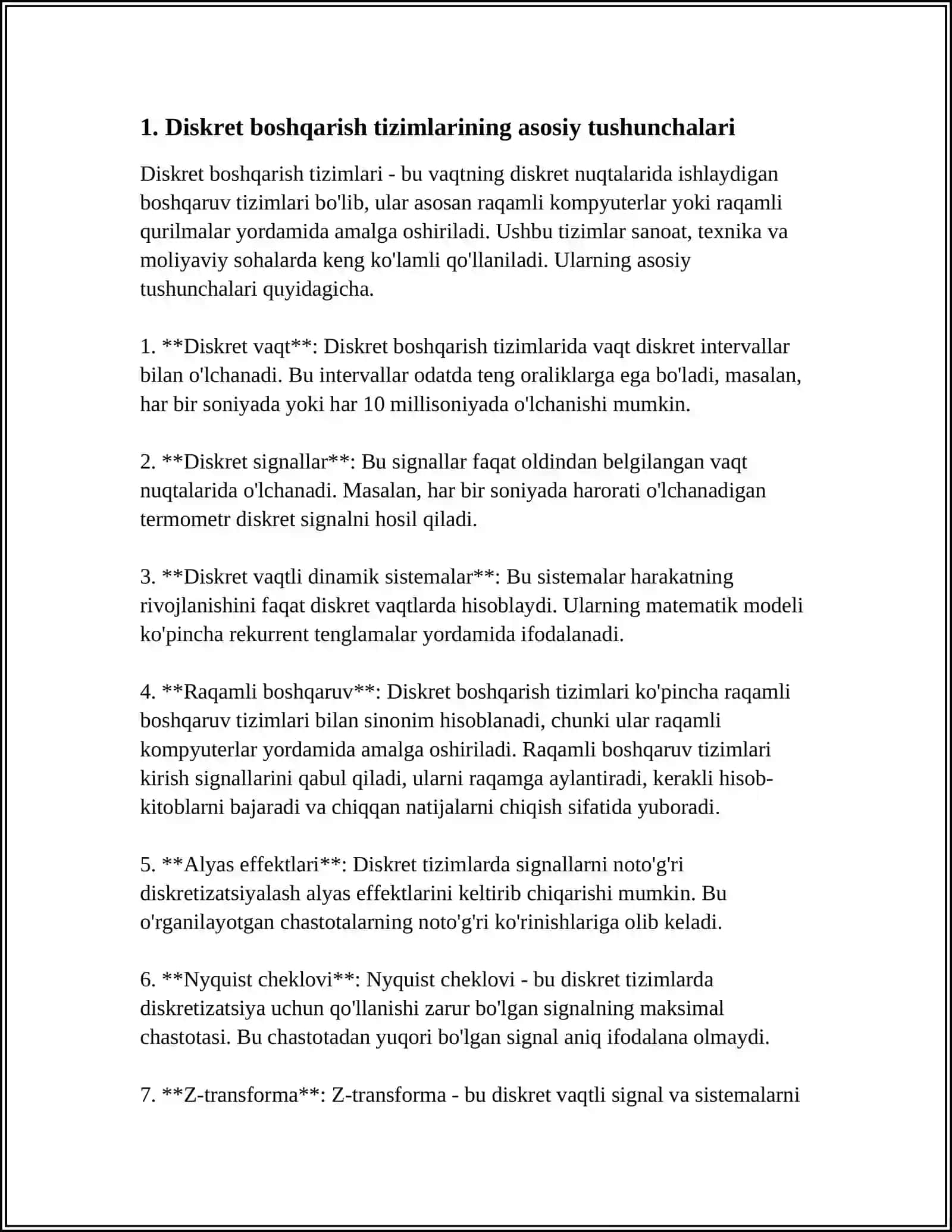 DISKRET BOSHQARISH TIZIMLARINING HOLAT TENGLAMALARI ORQALI FOYDALANISH VA UNI YECHISH USULLARI 4