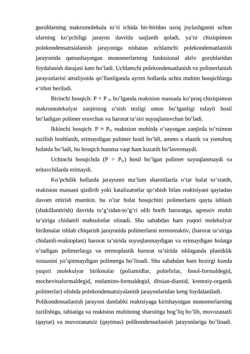 Polikondensatlanish reaksiyalari 4