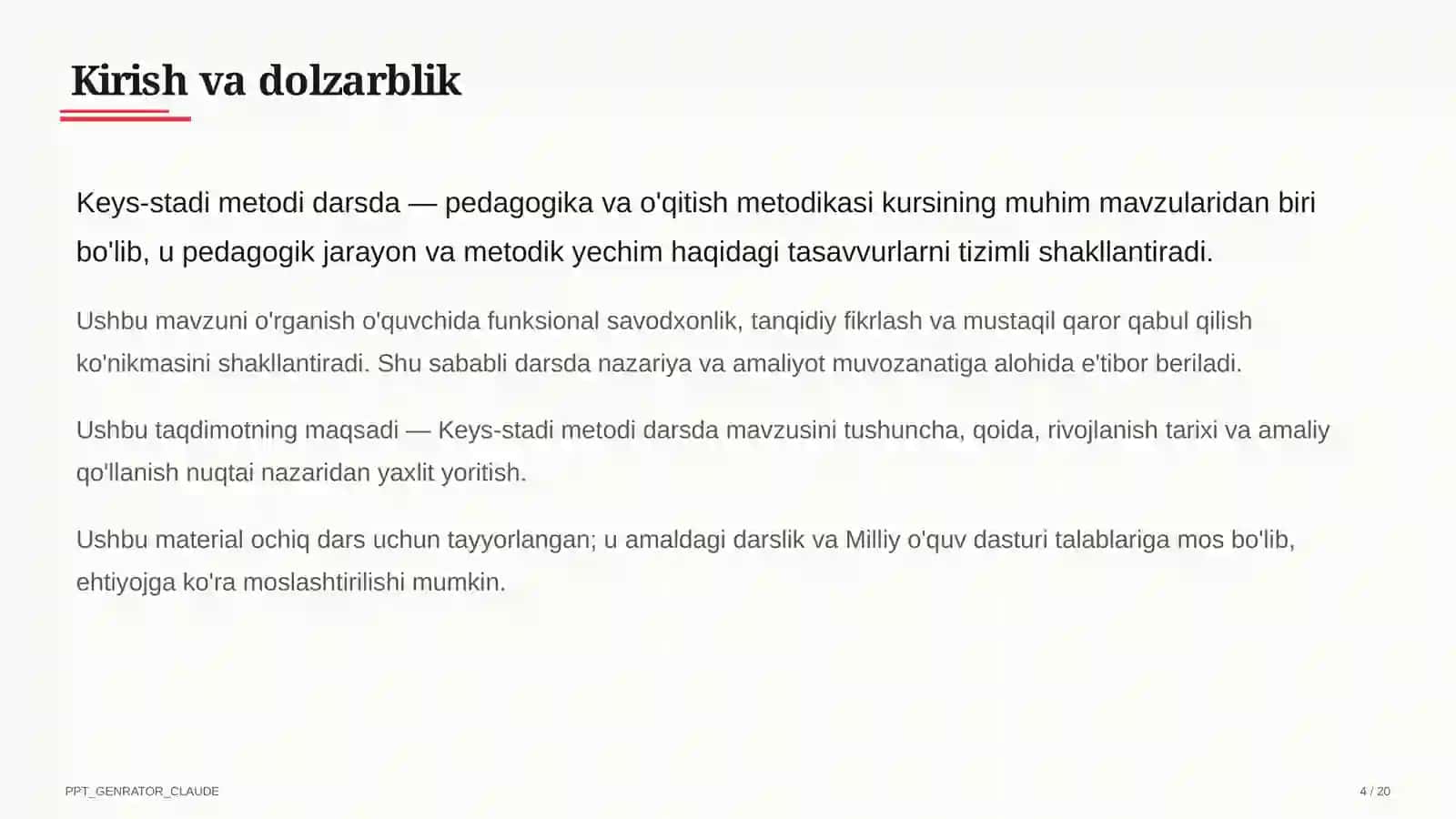 Keys-stadi metodi darsda 4