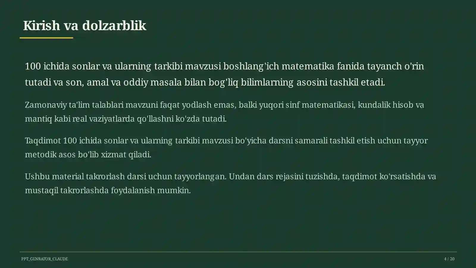 100 ichida sonlar va ularning tarkibi (2-sinf) 4