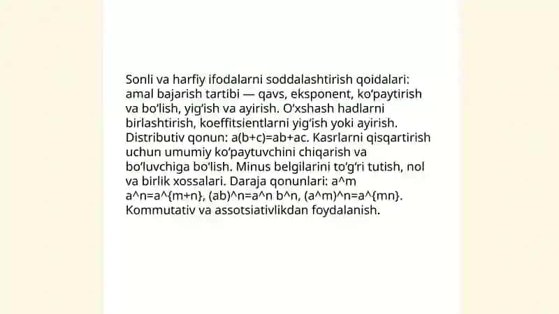 Sonli va harfiy ifoda 4