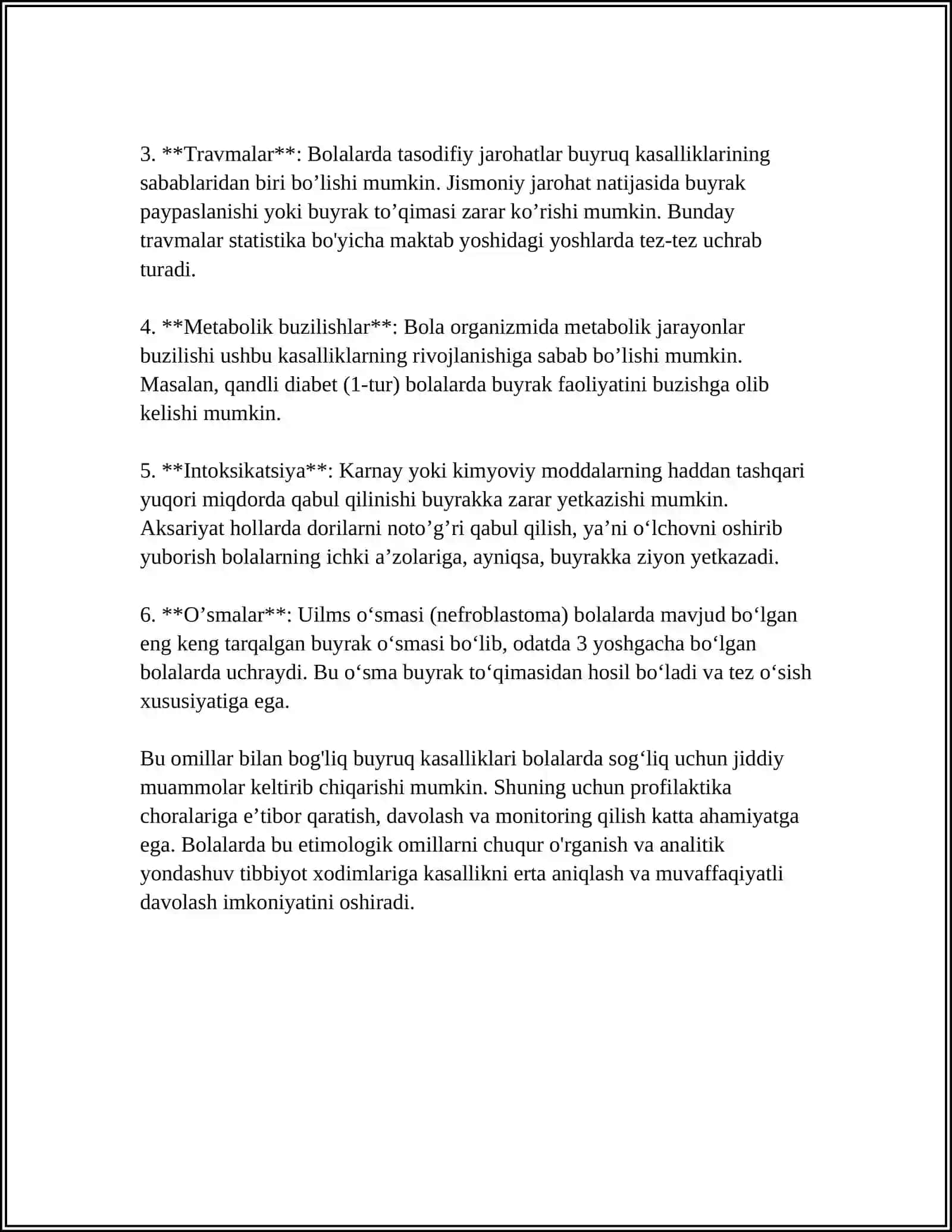 BOLALARDA BUYRAK KASALLIKLARI KECHISHI 4