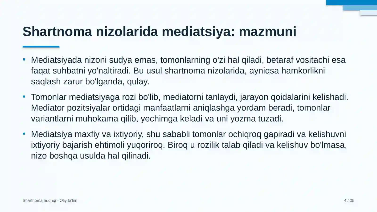 Developerlik kompaniyalarida shartnoma nizolarida mediatsiyadan foydalanish 4