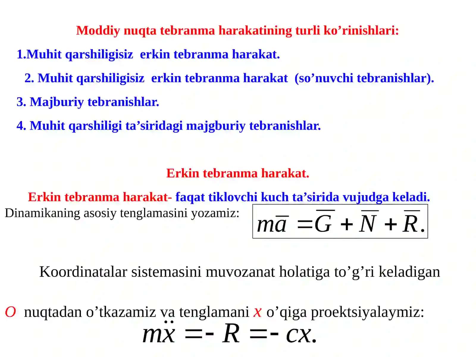 MODDIY NUQTANING TO’G’RI CHIZIQLI TEBRANMA HARAKATI 4