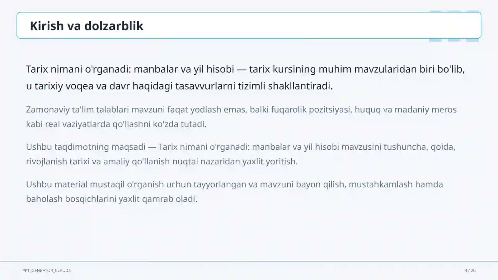 Tarix nimani o'rganadi: manbalar va yil hisobi (5-sinf) 4
