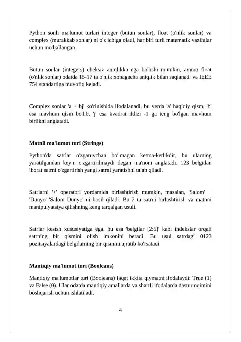 O'zgaruvchilar bilan ishlash 4