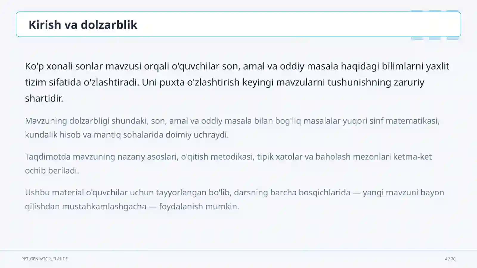 Ko'p xonali sonlar (4-sinf) 4