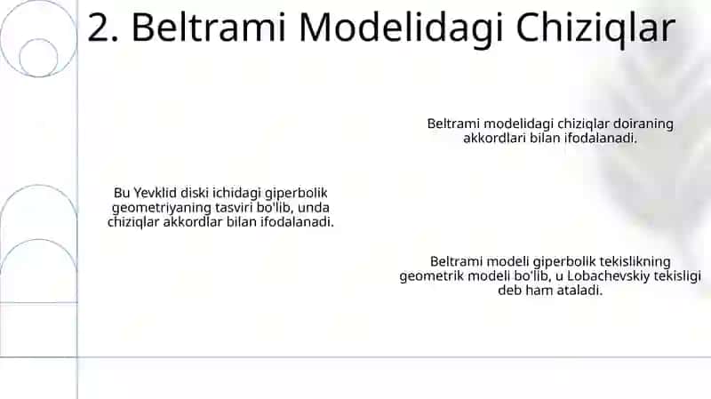 Lobachevskiy tekisligida Beltrami modeli 4