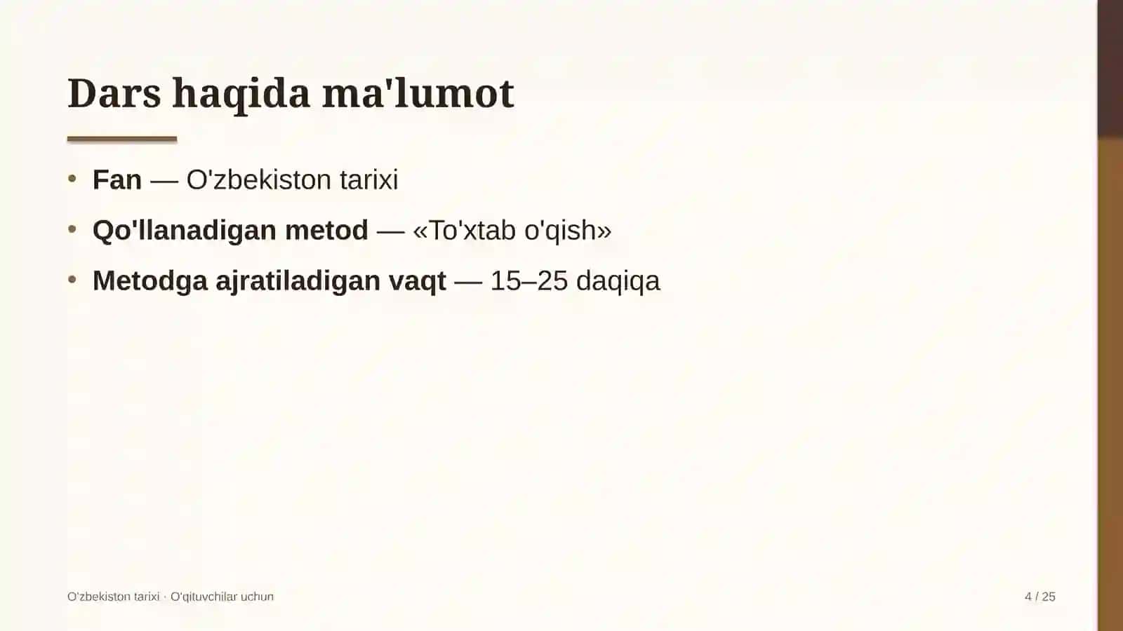 o'zbekiston tarixi darslarida to'xtab o'qish metodidan foydalanish 5683 4