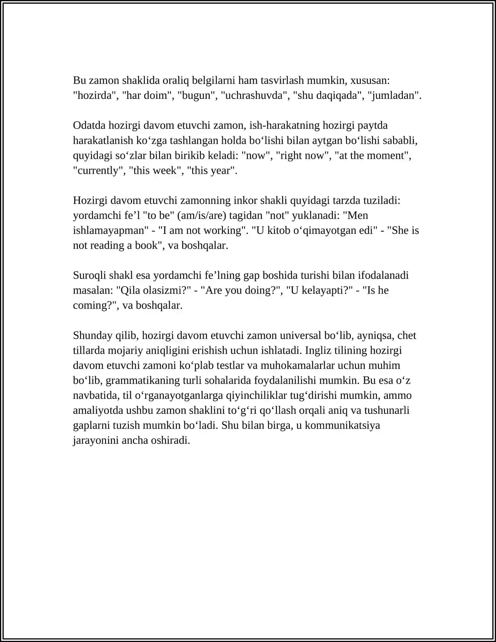 PRESENT CONTINUS 4