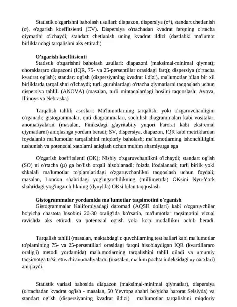 Statistka varyatsiyani baholash usulari va dispirsiyon tahlil asoslari 4