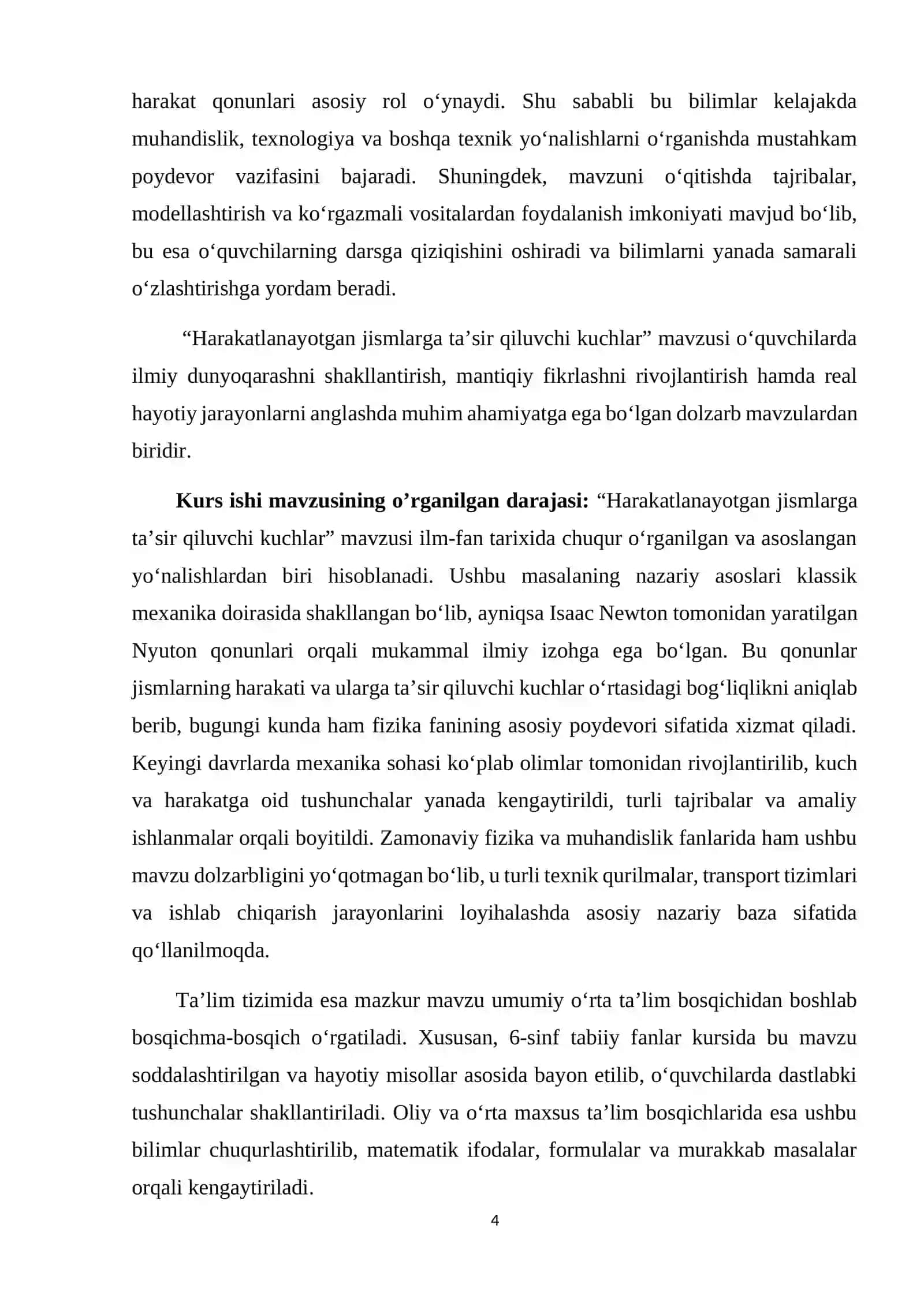 6-sinf Tabiiy fanlar fanidam “ harakatlanayothan jismlarga ta’sir qiluvchi kuchlar” mavzusini 4