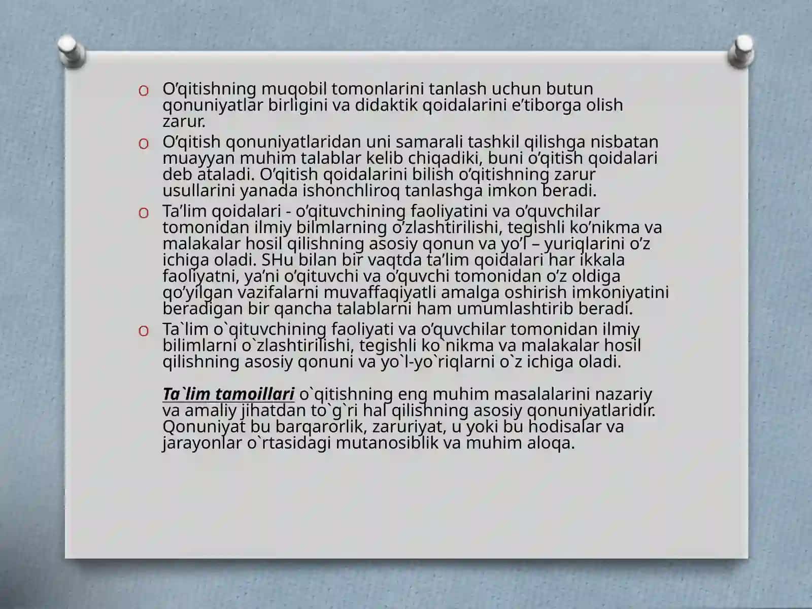 TA’LIM JARAYONINING QONUNIYATLARI VA TAMOYILLARI 4
