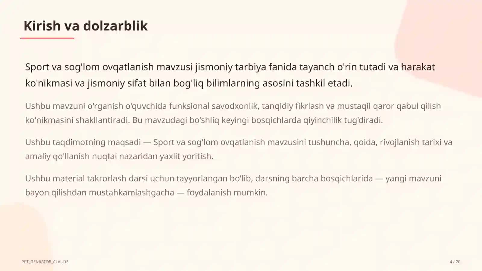 Sport va sog'lom ovqatlanish (8-sinf) 4