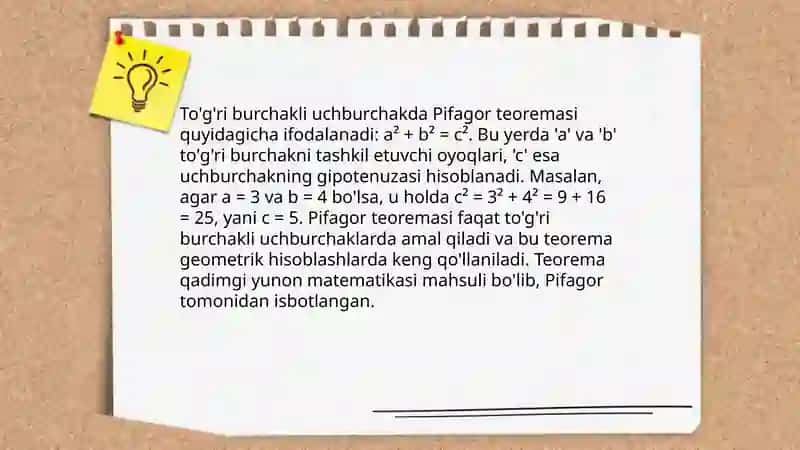 To'g'ri burchakli uchburchak yechish 4