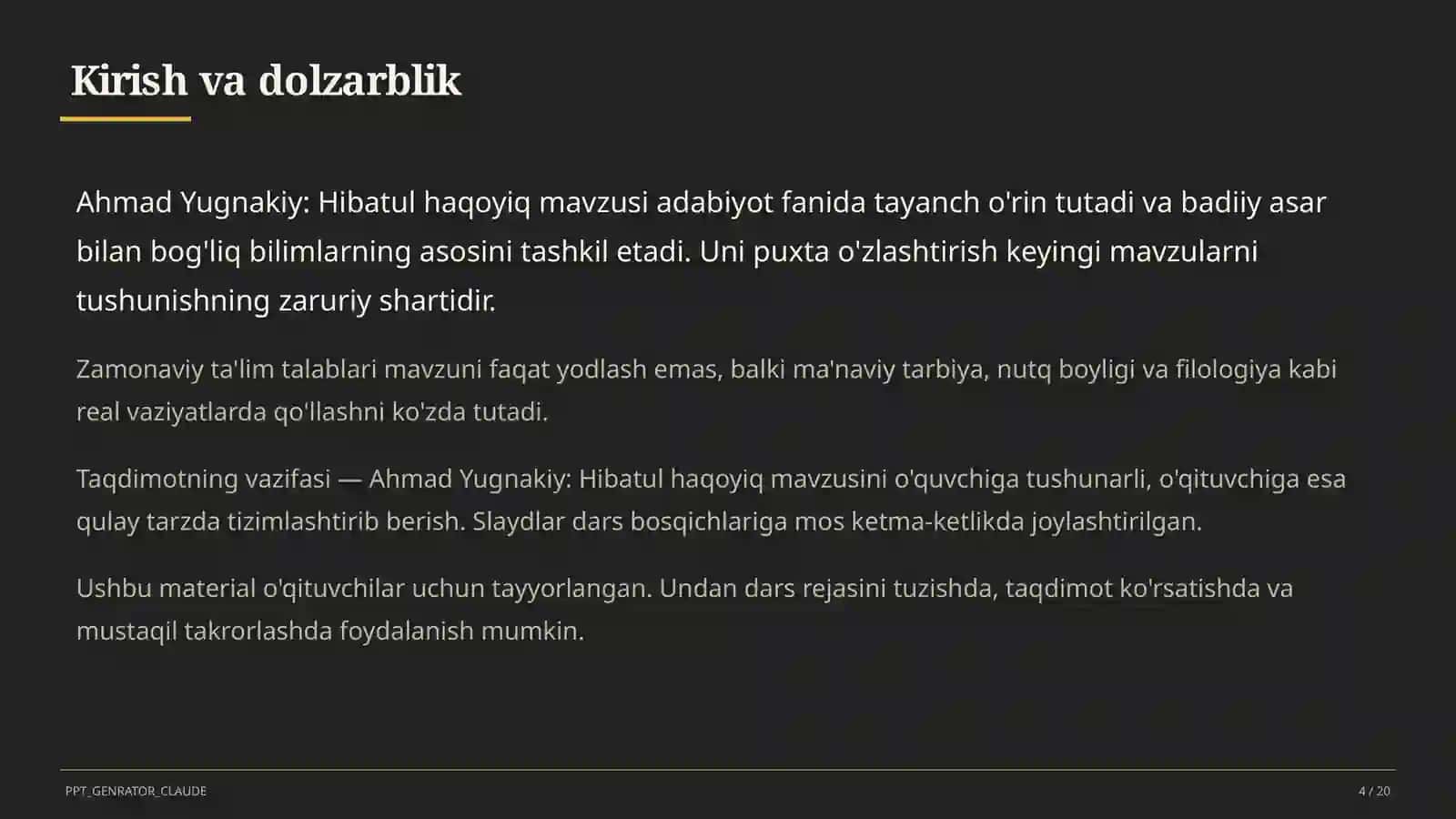 Ahmad Yugnakiy: Hibatul haqoyiq (7-sinf) 4