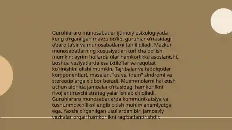 Katta ijtimoiy guruhlar psixologiyasi. Katta sotsial guruhlar darajasida guruhlararo jarayon spesifikasi 4