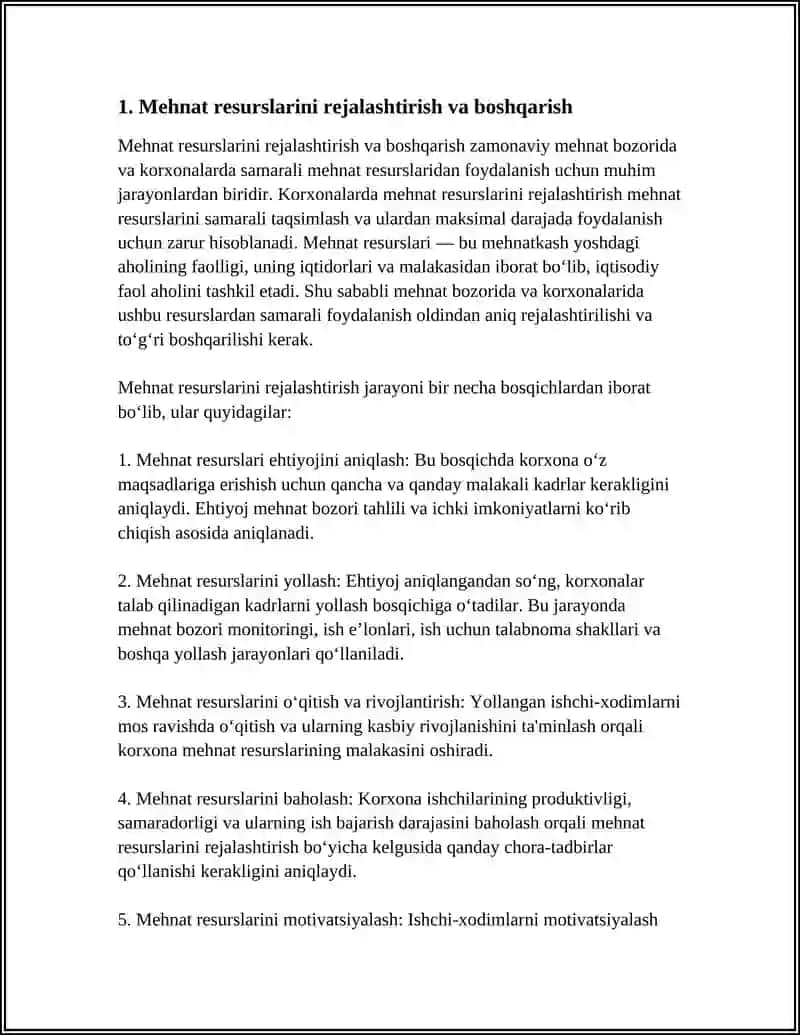 MEHNAT BOZORIDA VA KORXONALARIDA MEHNAT RESURSLARIDAN FOYDALANISH 4